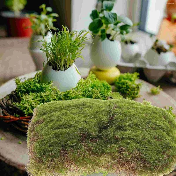 Fleurs décoratives Grass artificiels Simulate Moss Block Micro Scene Plantes Green intérieur pour l'artisanat Plastic Turf