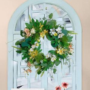 Decoratieve bloemen kunstmatige gras simulatie daisy deur decoratie muur krans lente en zomer rattan cirkel plastic slingers slinger hanger