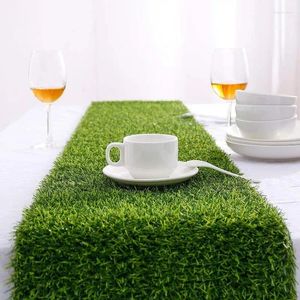 Fleurs décoratives Artificial Grass Table Runner Faux Tox Football Verbe Green Living Room Home Tapis Dinage Simple Tissu