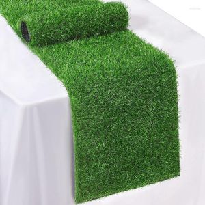 Fleurs décoratives Artificial Grass Table Tapon Runner réaliste naturel Green Aménagement paysager maison Salon Wall Festival Mariage