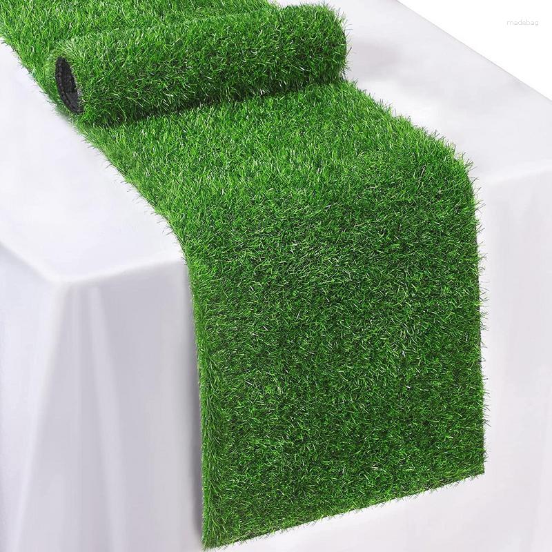 Decorative Flowers Artificial Grass Table Runner Realistic Faux Synthetic Lawn Cloth Decor For St. Patrick's Easter Christmas Party Shower