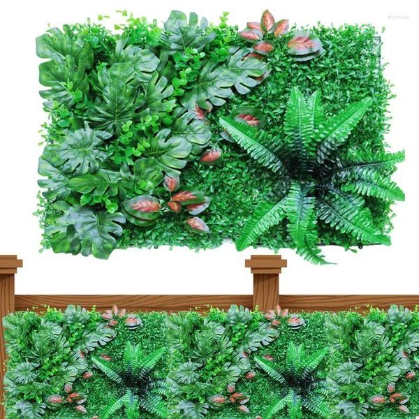 Paneles de pared de césped Artificial con flores decorativas, seto de hiedra portátil, valla de hoja verde, pantalla de privacidad falsa para decoración del hogar