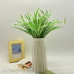 Fleurs décoratives Artificielle Vert Chlorophytum Orchidée Feuille Herbe Fleur En Pot Famille Jardin Décoration
