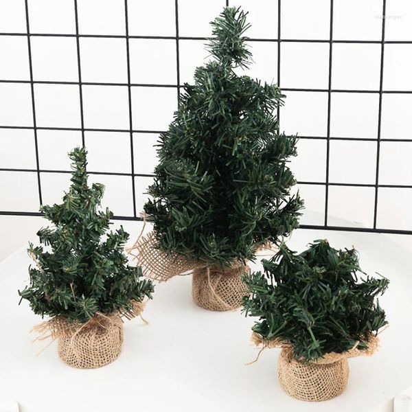 Fleurs décoratives artificielles vertes, fausse plante, 20/30CM, Mini arbre de noël, maison de neige, décoration de fête, cadeau de l'année du vieil homme