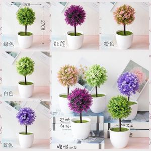 Decoratieve bloemen kunstmatige groene gras bal kleine boom potten bonsai huizen tuin slaapkamer woonkamer buiten indoor kantoor decor nep