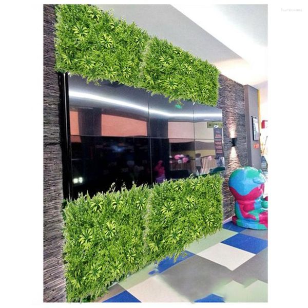 Fleurs décoratives gazon vert artificiel avec 40 60 cm carré en plastique pelouse plante maison décoration murale beau mariage