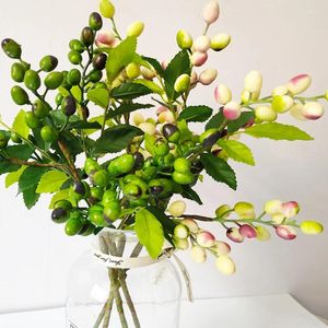 Decoratieve Bloemen Kunstmatige Groene Blad Olijftak Met Vruchten Nep Plant Voor Bruiloft Decoratie Huisarrangement Ornamenten Tuin Decor