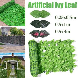 Fleurs décoratives Artificielle Vert Feuille Ivy Clôture Protection Uv Cour Roll Up Panneau Haie Mur Extérieur Confidentialité Jardin Arrière Cour Maison