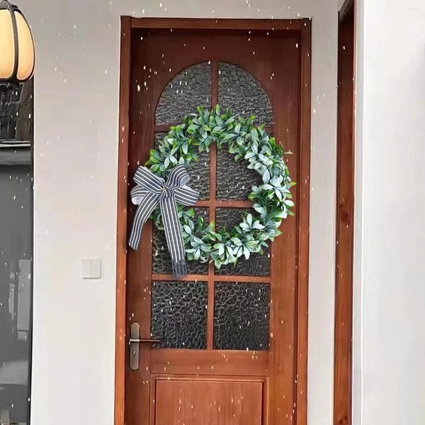 Couronne de fleurs décoratives, feuilles vertes artificielles, Texture réaliste, porte d'entrée pour fenêtre murale de ferme, décoration de maison, décor de mariage