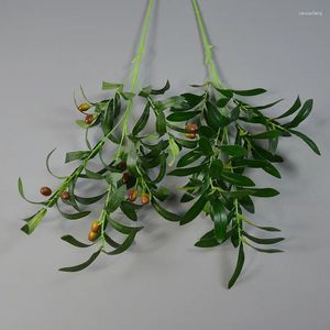Fleurs décoratives plante verte artificielle branche d'olivier avec fruits faux Arrangement Floral de Table de mariage à la maison