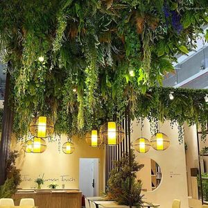 Fleurs décoratives plante verte artificielle fougère tactile linteau plafond tenture murale plantes d'affichage fenêtre de fête de mariage jardin extérieur