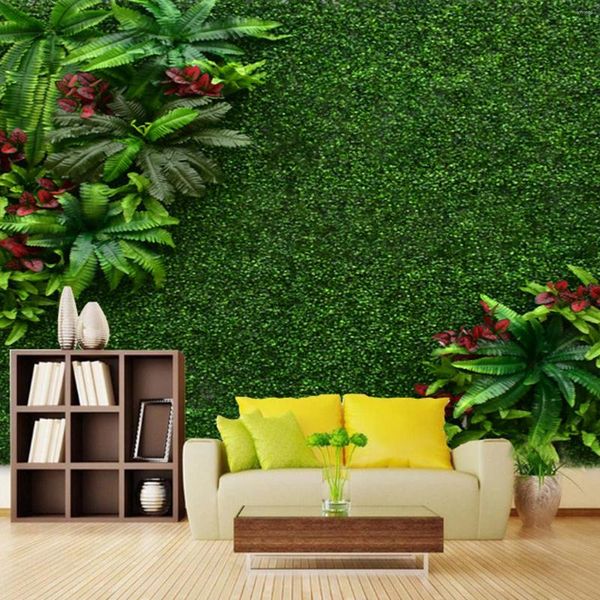 Flores decorativas, Fondo de pared de planta verde Artificial, diseño realista, césped falso para decoraciones del hogar para Baby Shower