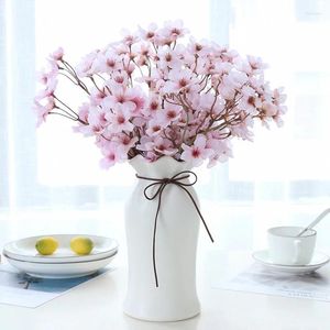 Flores decorativas Plantas verdes artificiales Bonsai White Pastoral Pastio Fliga Pink Cherry Falso Caja de hoja de littlelel