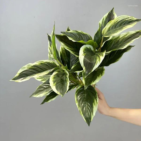 Fleurs décoratives plantes vertes artificielles feuilles fausses fleurs à feuilles persistantes de paon arrowroot brésil feuille de simulation