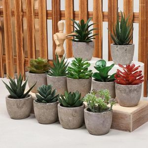 Decoratieve bloemen kunstmatige groene sappige planten nep bonsai met potten mini desktop home decoratie ornamenten fu