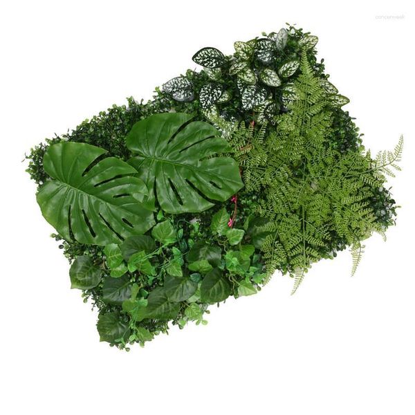 Fleurs décoratives mur vert artificiel 16x24 pouces verdure tapis haie tapis herbe toile de fond écran de confidentialité