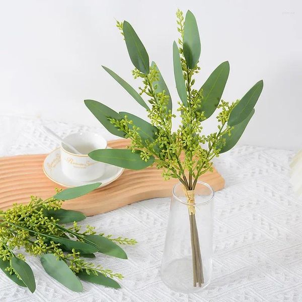 Fleurs décoratives, feuilles d'eucalyptus artificielles, sensation de main de haute qualité, Arrangement floral