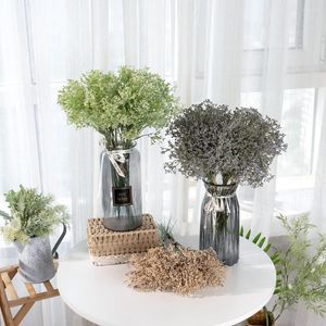 Fleurs décoratives artificielles Gypsophila, herbe en plastique, fausses plantes vertes pour décoration de mariage, Bouquet de mariée, fête, artisanat de maison