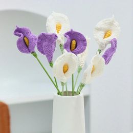 Decoratieve bloemen Kunstmatige handgebreide Calla Lelie Gehaakt Nep Huis Bruiloft Tafelboeket Decoratie Creatief