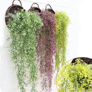 Fleurs décoratives suspendues artificielles Ivy Garland Plantes Vine Fake Flowage Flower Wisteria Home DIY Purple