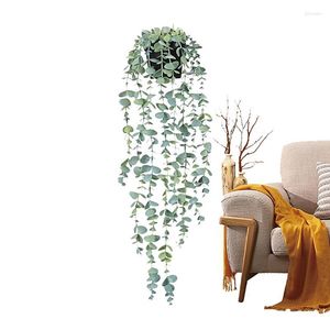 Fleurs décoratives plantes suspendues artificielles faux Eucalyptus en pot avec Pot pour décorations intérieures extérieures et de salon