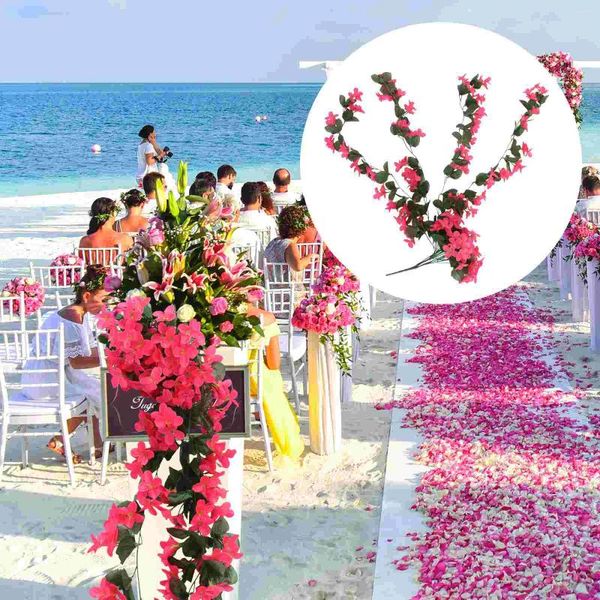 Flores decorativas artificiales colgantes violeta hiedra guirnalda realista para decoración del banquete de boda de pared (rosa roja)
