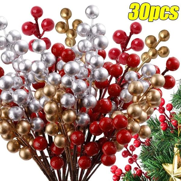 Flores decorativas Rama de bayas artificiales Navidad 7 Cabez