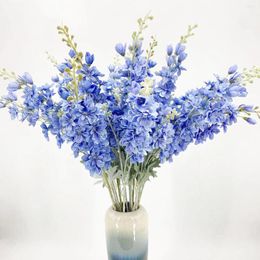 Fleurs décoratives artificielles de jacinthe en soie delphinium branche fausse feuille pour la fleur de mariage 67 cm 80cm 10pcs par lot