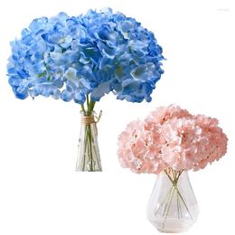 Fleurs décoratives Bouquets d'hortensia artificiels têtes tête en soie pour centres de table de mariage décoration florale de la maison avec de longues tiges