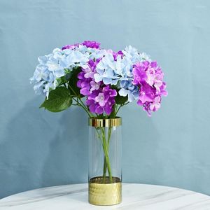 Fleurs décoratives Artificielle Hortensia Branche Autum Soie En Plastique Bouquet De Fleurs Pour La Fête D'anniversaire De Mariage Décoration DIY Mur Pographie