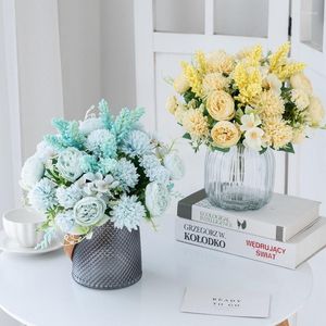 Decoratieve bloemen Kunstmatige Hydrangea POTEONS Wedding Herfst Decoratie Kerstmis Home Fake Flower Craft Bouquet Wrans Levers