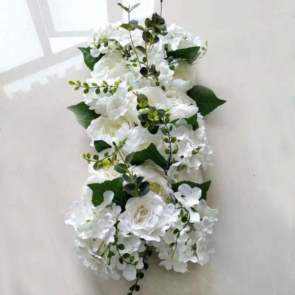 Fleurs décoratives hortensia artificielle pivoine Rose fleur de soie mur route de mariage arc de plomb guirlande carrée