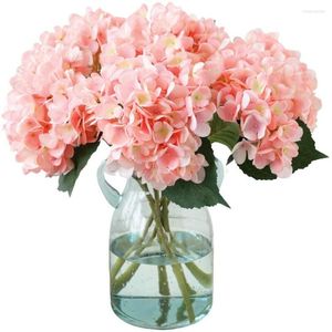 Decoratieve Bloemen Kunsthortensia Zijden Boeket Faux Stengels Voor Bruiloft Centerpieces Home Decor (Roze 4)