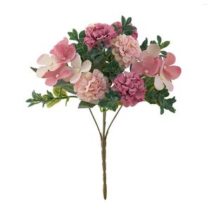 Flores decorativas Hortensia artificial Seda Tallo largo Boda Arreglo de ramo de novia Decoración de fiesta Plantas de flores silvestres de imitación