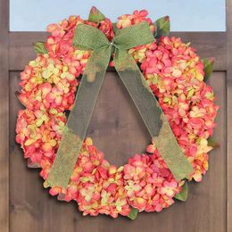 Decoratieve bloemen Kunstmatige hortensia krans rustieke boerderij Thanksgiving Day Decor Hangende herfstdecoraties Kerstmis voor voordeur
