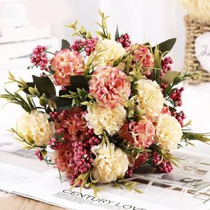 Fleurs décoratives hortensias artificielles Bouquet de mariage de mariée pour la maison jardin fête soie faux décor de Table Flores