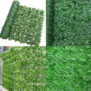 Fleurs décoratives Artificielle Lierre Haie Feuille Verte Panneau De Clôture 50X200cm Faux Plante En Plastique Confidentialité Creeper Maison Extérieur Jardin Balcon Décor