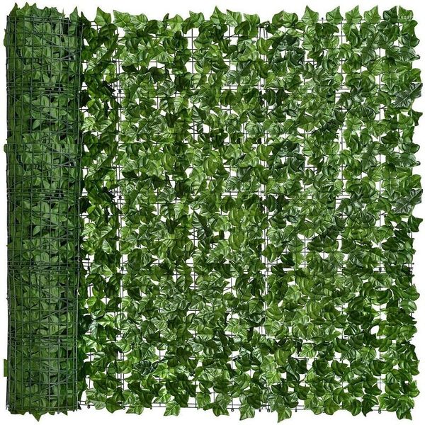 Flores decorativas Seto de hiedra artificial Paneles de valla de hoja verde Plantas falsas Pantalla de privacidad falsa para el hogar Jardín al aire libre Balcón Decoración