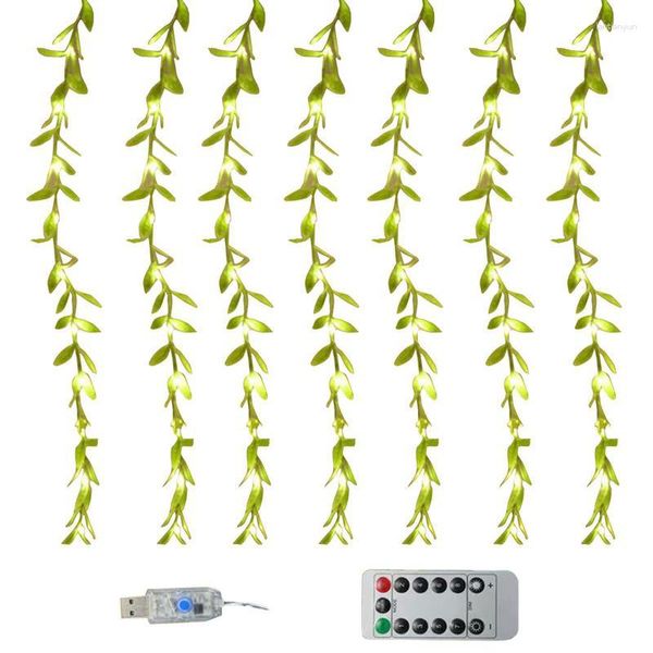 Flores decorativas Plantas de hojas de hiedra artificial Vid con luz de cadena LED Vides falsas alimentadas por batería Luces de hadas para el hogar Terraza Boda