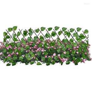 Flores decorativas Pantalla de hiedra artificial Faux Vines Hojas de cobertura Panel de cobertura de setos VERDADERA ENTERIOR Decoración de pared para jardín para jardín