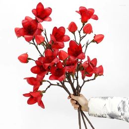 Decoratieve bloemen Kunstmatige Kapok Lange Tak Zijde Bloemen Real Touch DIY Thuis Bruiloft Decor Bloemstuk Oranje Rood 68/73cm Lengte