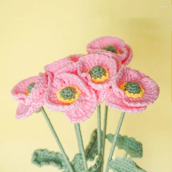 Fleurs décoratives Tricoted Tree fini Crochet Flower Plante Festival de fête de mariage DIY Gift Po Props Props Fake Bouquet Home Decor