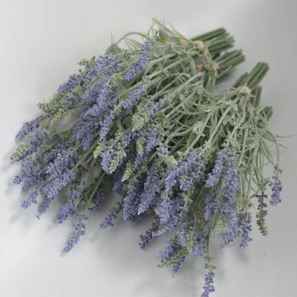 Flores decorativas manojo de lavanda artificial lavandas falsas de color púrpura claro decoración del hogar boda