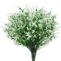 Flores decorativas flor de lavanda artificial al aire libre planta de plástico falso jardín porche ventana caja decoración 12 Uds