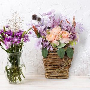 Decoratieve Bloemen Kunstmatige Lavendel Krans Lente Voordeur Krans Bonsai Veelkleurig Voor Binnen Buiten Rotan Zijde Gesimuleerde Bloem