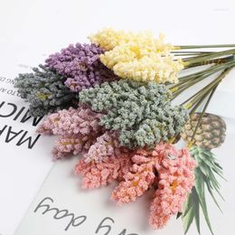 Flores decorativas plantas de lavanda artificiales decoraciones para el hogar boda DIY guirnalda ramo trabajo hecho a mano falso