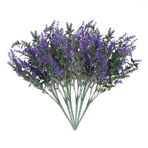 Fleurs décoratives plantes de lavande artificielles 6 pièces réalistes résistant aux Uv faux arbustes verdure buissons bouquet pour égayer votre Hom