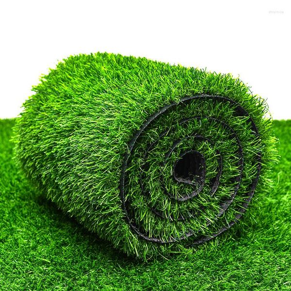 Fleurs décoratives pelouse artificielle faux gazon cour Football terrain de basket extérieur tapis vert pelouse en plastique 2x25M