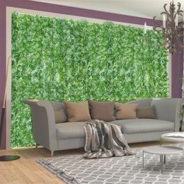 Rollo de pantalla de hojas artificiales con flores decorativas