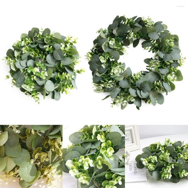 Couronne de feuilles artificielles de fleurs décoratives, faux Eucalyptus simulant le vert pour décoration de fête de mariage, Festival